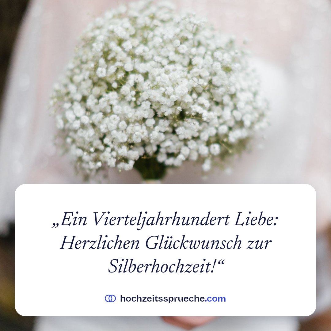 Spruchbild: „Ein Vierteljahrhundert Liebe: Herzlichen Glückwunsch zur Silberhochzeit!“